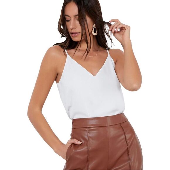 NEW Deep V Neck Adjustable Spaghetti Strap Cami Tank Top Chiffon M - Picture 1 of 8